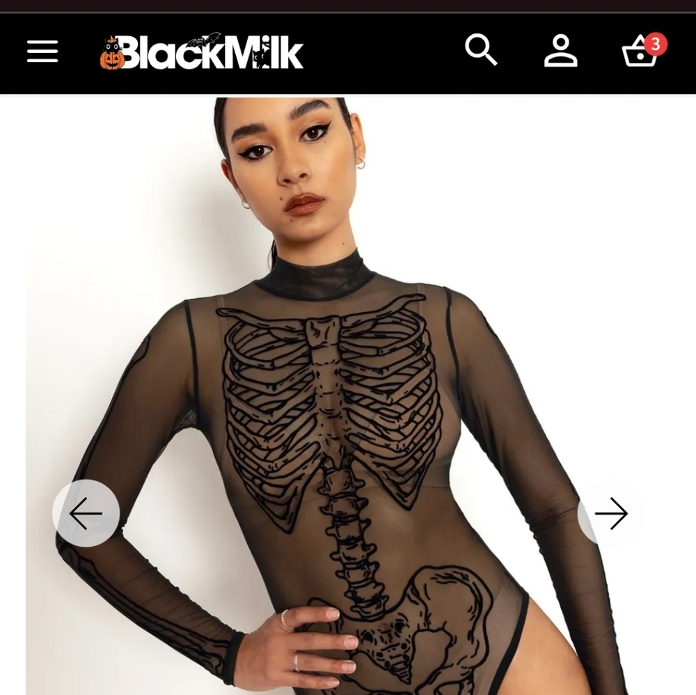 ISO Blackmilk skeleton bodysuit